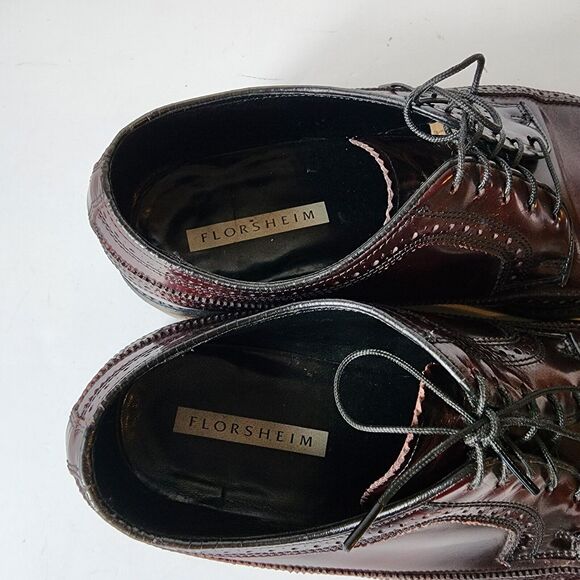 Florsheim Stratford Burgundy Oxblood Mens Size 9.5 Shoes 76400 Lace Wingtips main image 9
